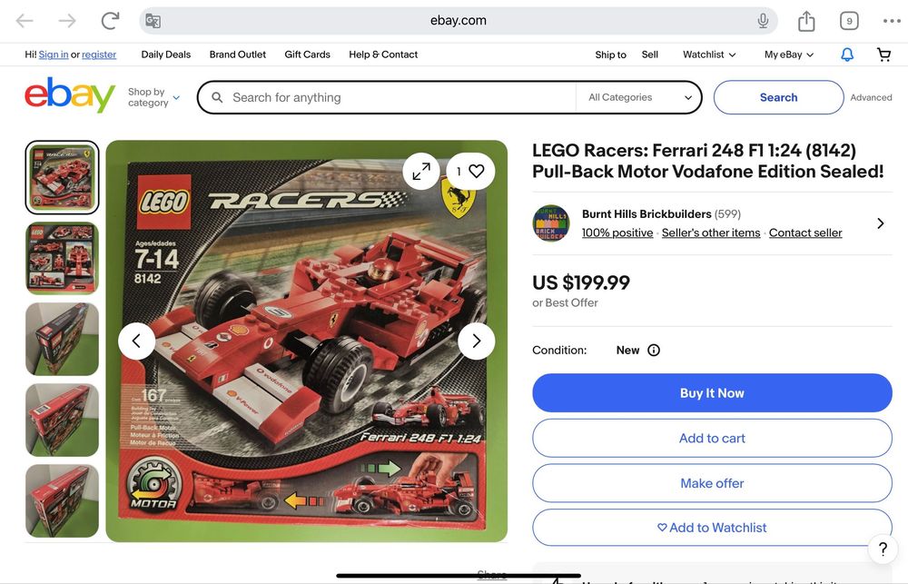 LEGO Racers: Ferrari 248 F1 1:24 (8142) LEGO 
Pull-Back Motor Vodafone