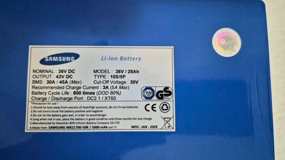 Baterie Acumulator SAMSUNG Li-Ion 36V/25Ah, biciclete el, trotinete el