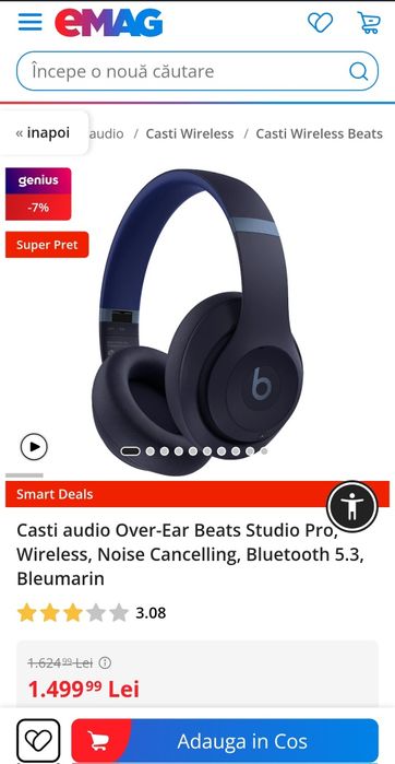 Casti audio Over-Ear Beats Studio Pro, Wireless, SIGILATE