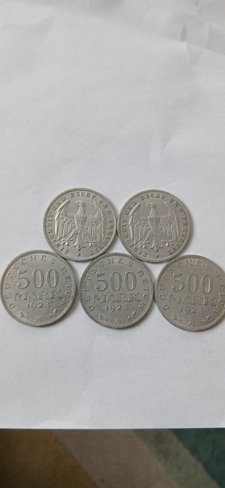 Лот от 5 монети по 500 райхсмарки