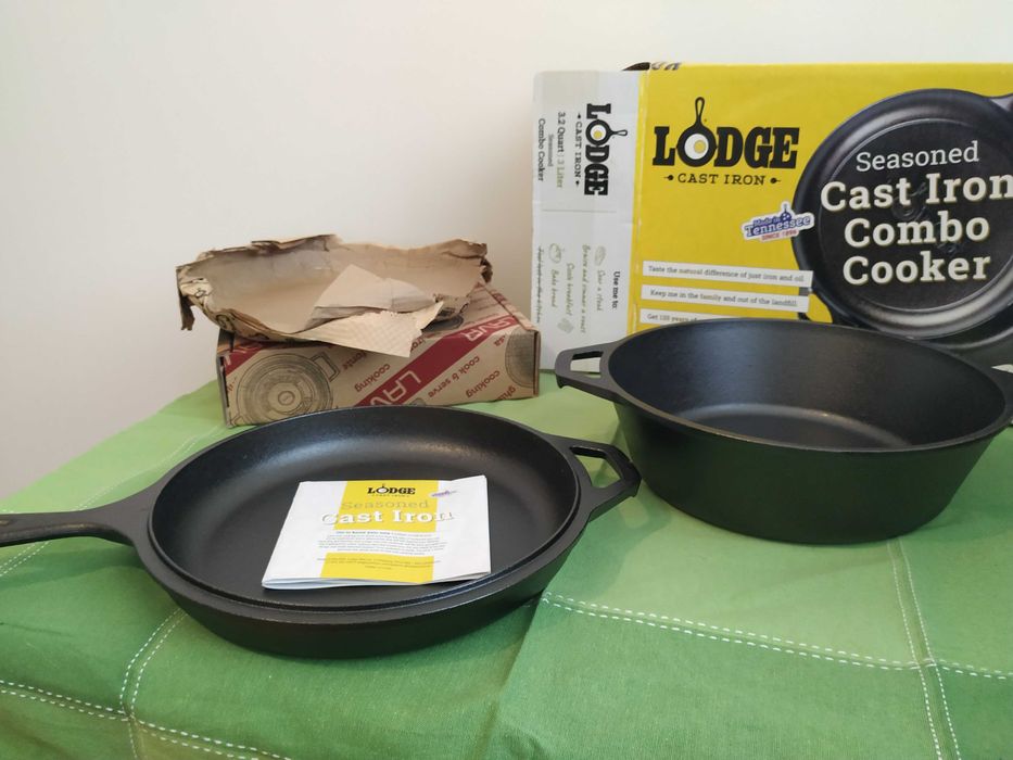 Чугунен тиган LODGE COMBO дълбок с капак Ø26.04cm + аксесоари
