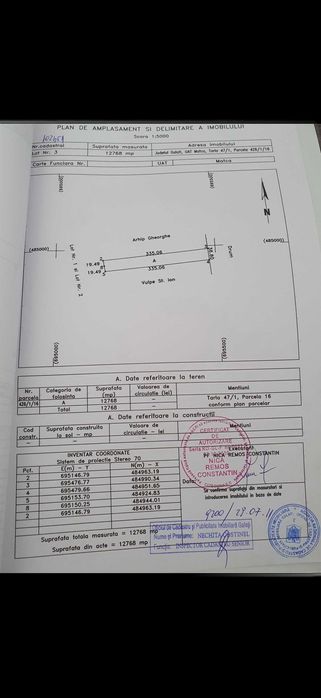 Teren de vânzare 12.768 mp  Str. Iosif Vulcan, Matca