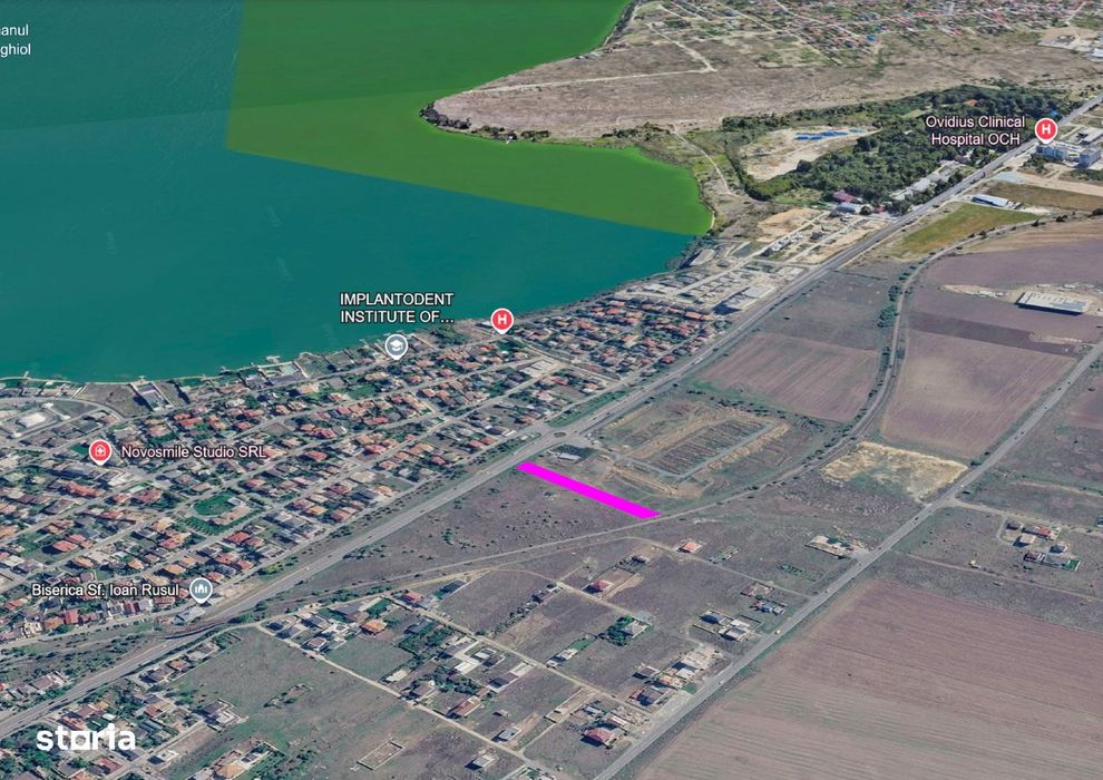 Teren 2.500 mp Ovidiu, la DN2A, vedere Lac Siutghiol, 168 €/mp