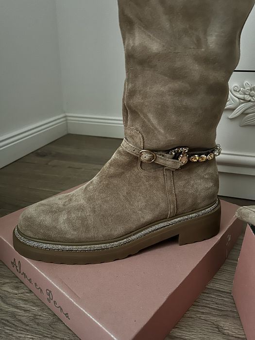 Alma En Pena cizme din piele bej