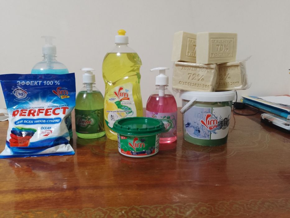 Posuda gel, Jidkoy Melo, Kır sovun, poroshok aftamat va ruchnoy