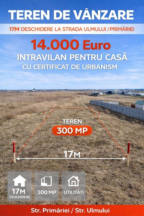 300 m Carcea-Cosoveni  intravilan pentru casa