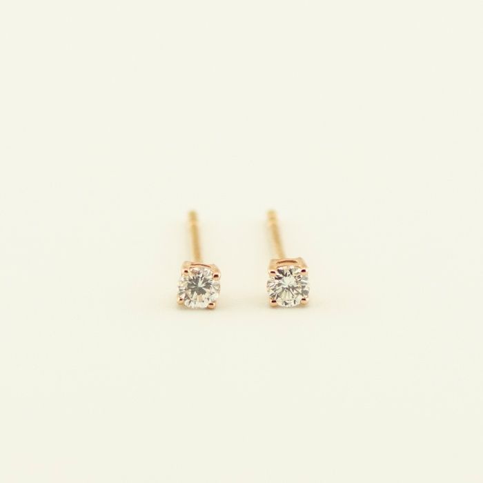 Cercei de aur roz 18k cu diamante cod 6074