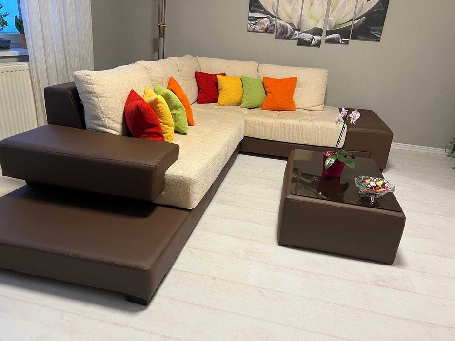 Canapea fixă colțar – elegantă, stare excelentă