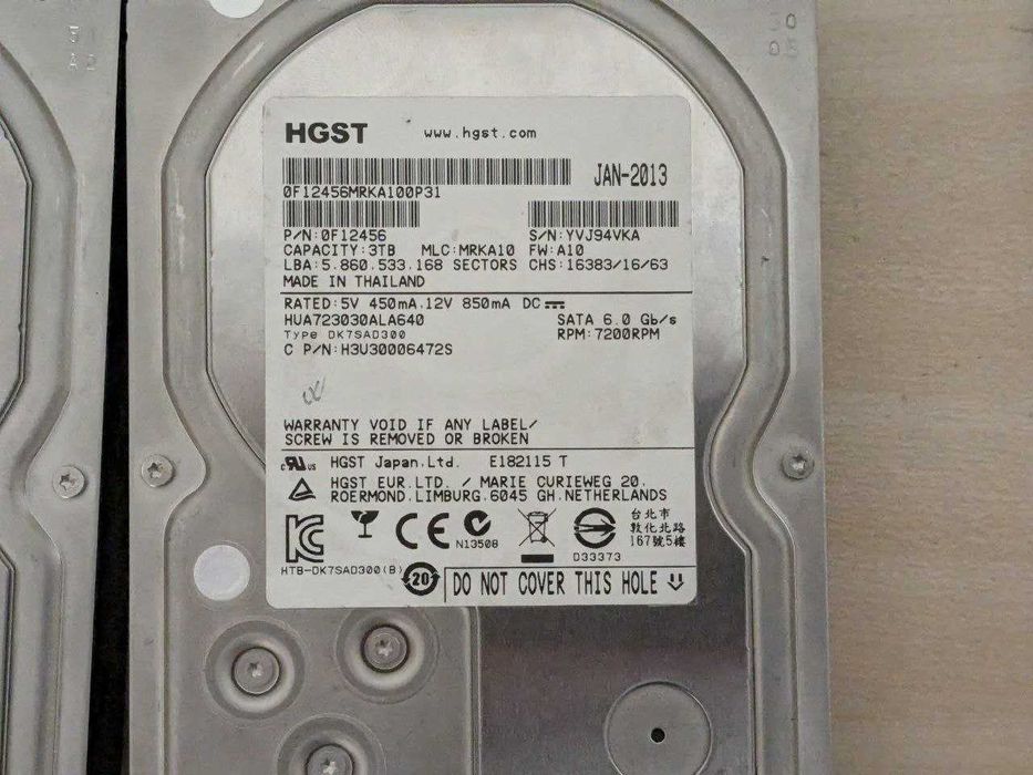 три hdd 3tb, и два по 12тб