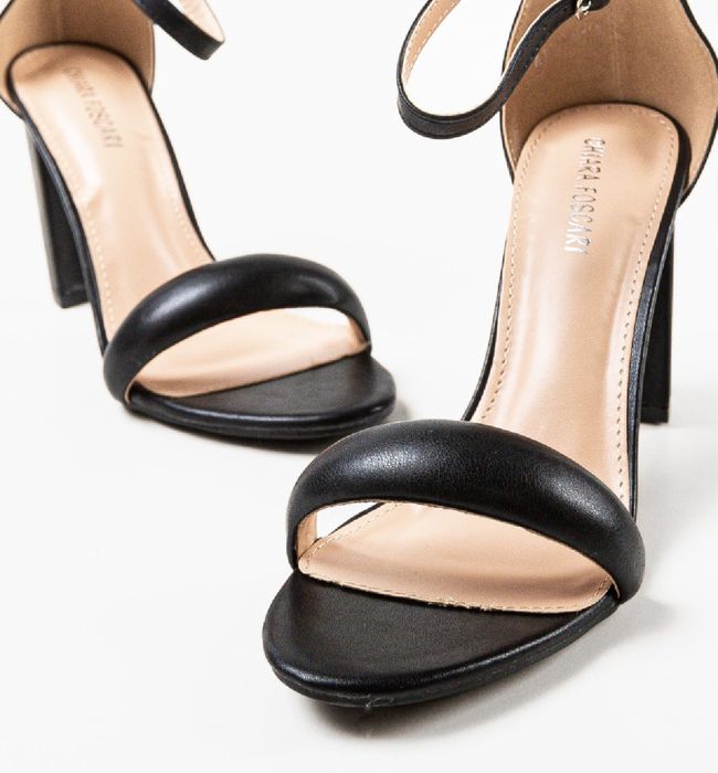 Sandale negre toc gros 9 cm