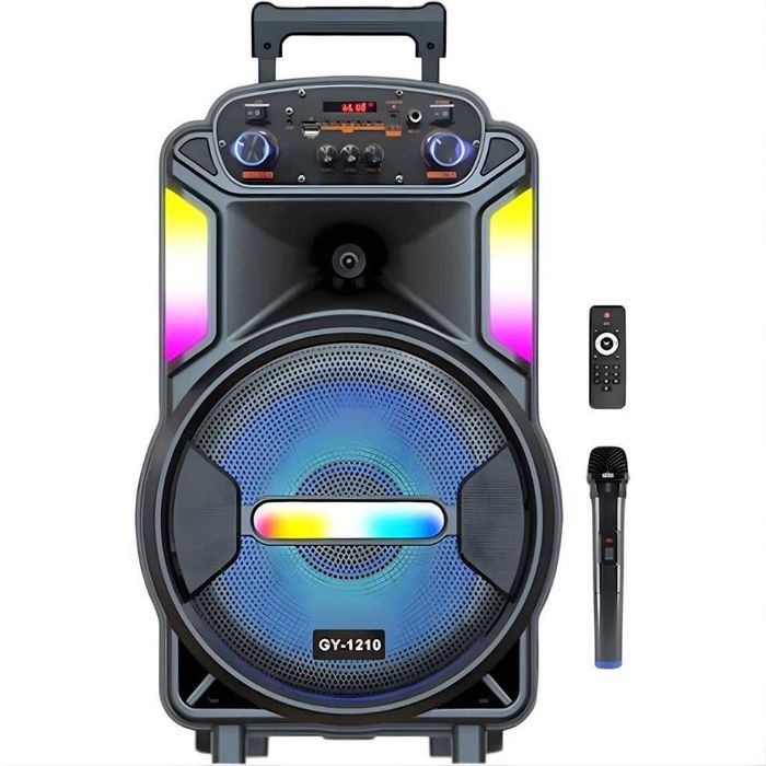 Мощна парти тонколона – двоен 8" говорител, 40W RMS, Bluetooth, караоке и LED светлини