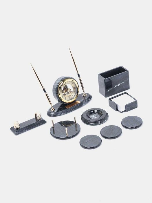 Офисный набор из натурального мрамора "Bestar", черный мрамор, EI - 2