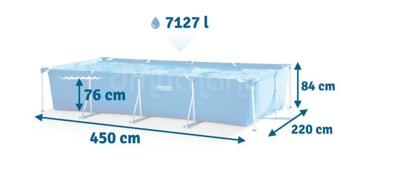 Piscina cadru metalic Intex, 450x220x84 cm dreptunghiulara