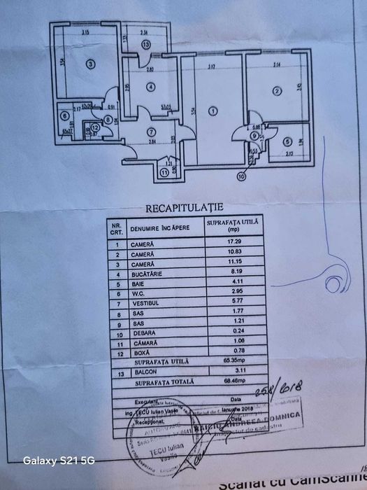 Apartament 3 camere/2 bai, 69 mp + balcon + pivniță,