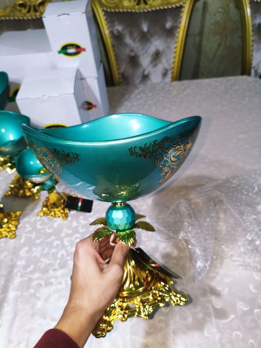 Набор богемной посуды (эмеральдный цвет)