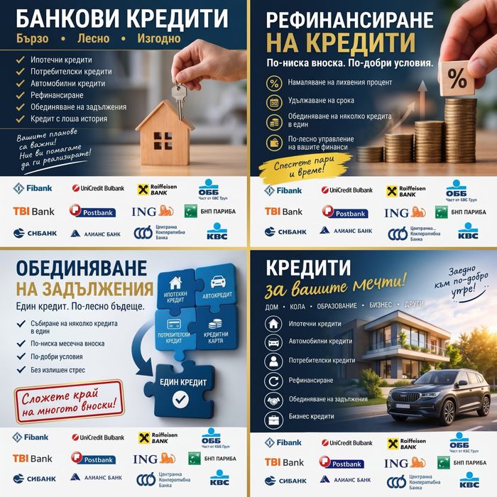 Съдействие за Банкови Кредити | БЕЗ първоначални такси! | До 300 000€