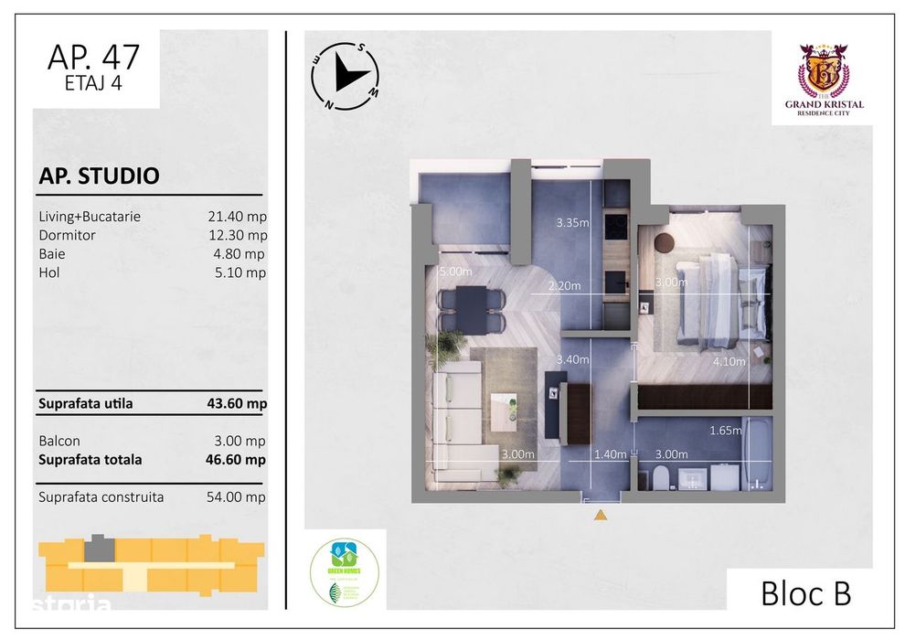 Apartament 2 camere, tip studio, zona Metalurgiei, parc Tudor Arghezi