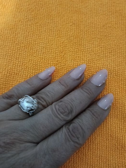 Inel perla baroca reglabil argint marcat