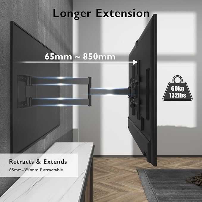 Suport de perete BONTEC cu braț  850 mm pentru ecrane de 32-70 inch