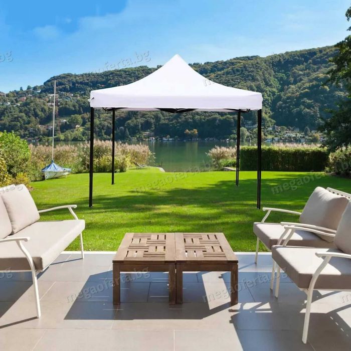 Шатра 3х3 Хармоник ас Три Страници в Кремав Цвят и Усилена Конструкция