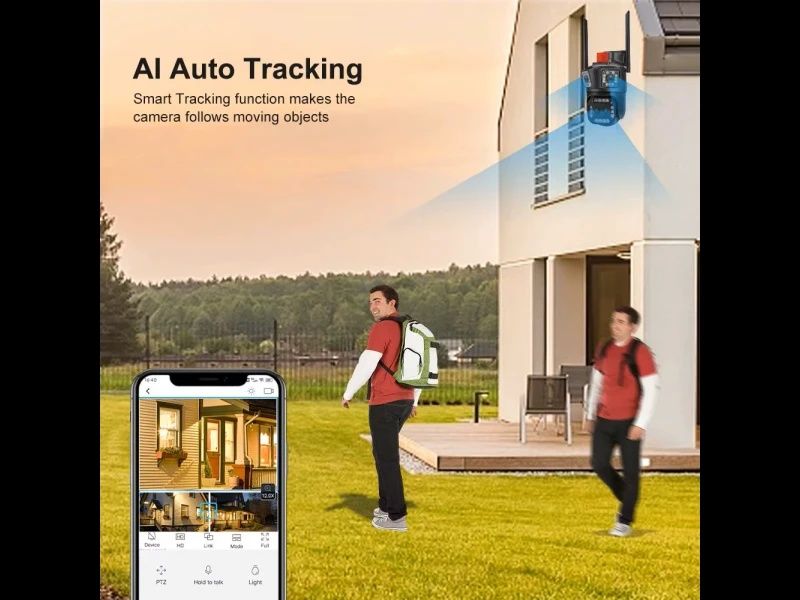 Тройна Водоустойчива Smart WiFi IP камера 12MP с двойна леща и 10× zoo