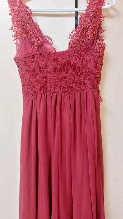 Rochie ocazie  voal+ dantela cu paiete