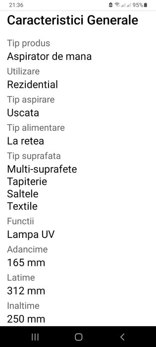 Aspirator de mână pentru saltea și tapițerie Star-Light,AUVE-402F,rosu