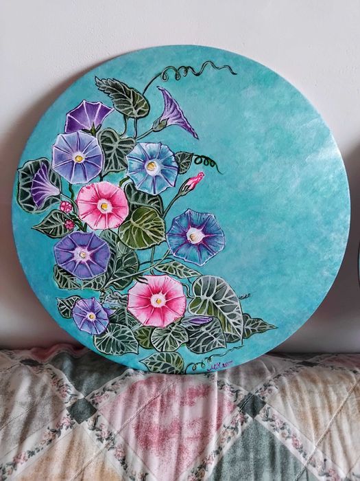 Мои картини-триптих-цветя-акрил.