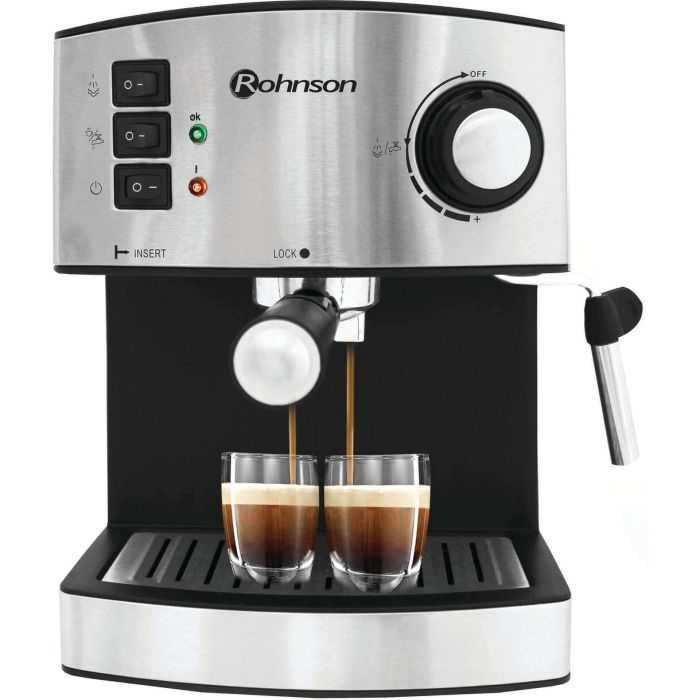 Espressor manual Rohnson R972, 850 W, 1.6 L, 15 bar, Argintiu