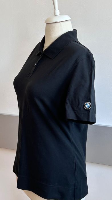 BMW черна дамска тениска/тешърт с поло яка