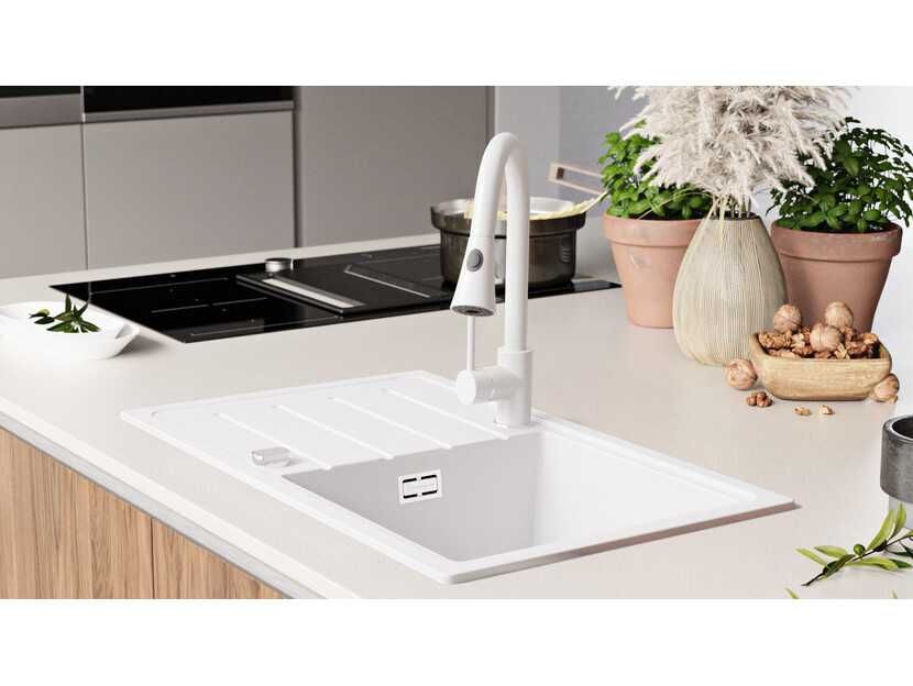 Кухненска Мивка от гранит  Копенхаген 700-45 Easy 700 x 440 mm - Бял