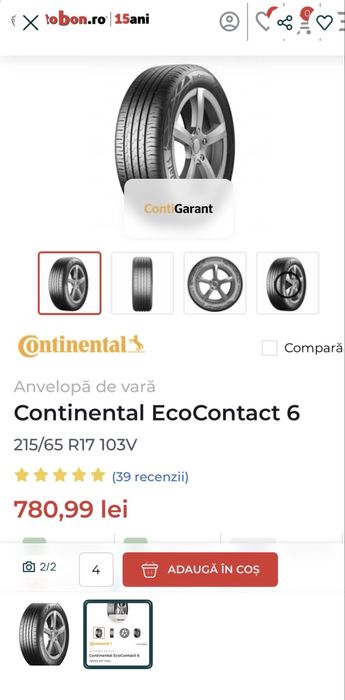 Set anvelope Continental EcoContact 6 XL215 R 17 Tucson