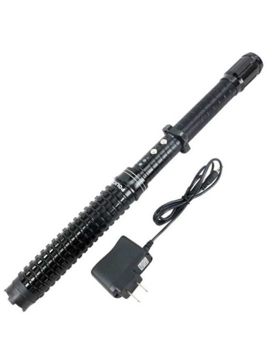 Baston telescopic cu Electroșoc și Lanterna LED , material aliaj Lungime deschis 50cm / Baston electrosoc autoaparare metalic HY-X10