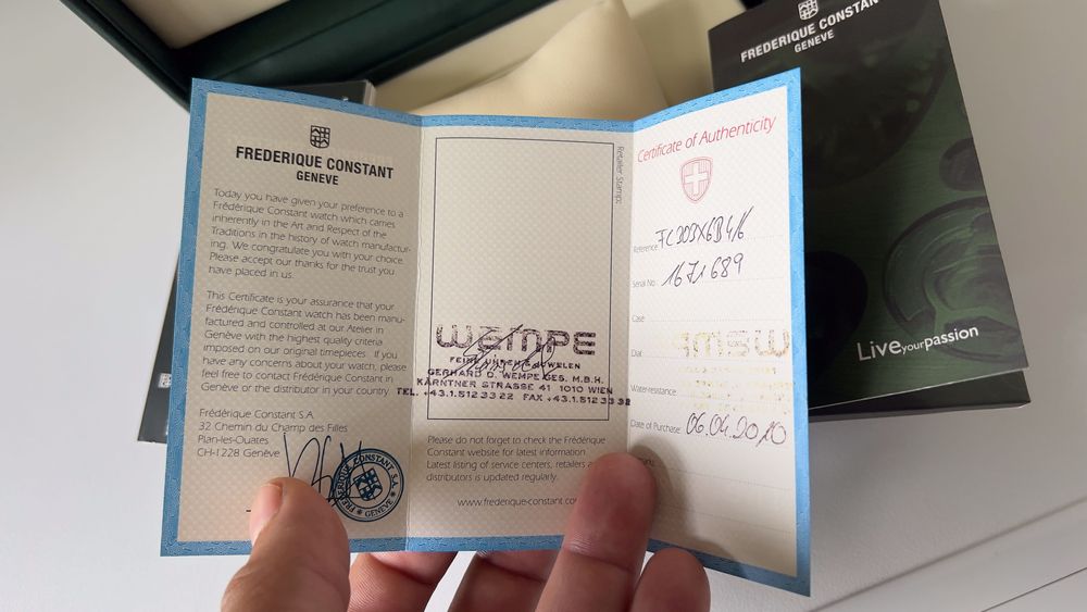 Cutie originală pentru ceasul Frederique Constant Geneve,