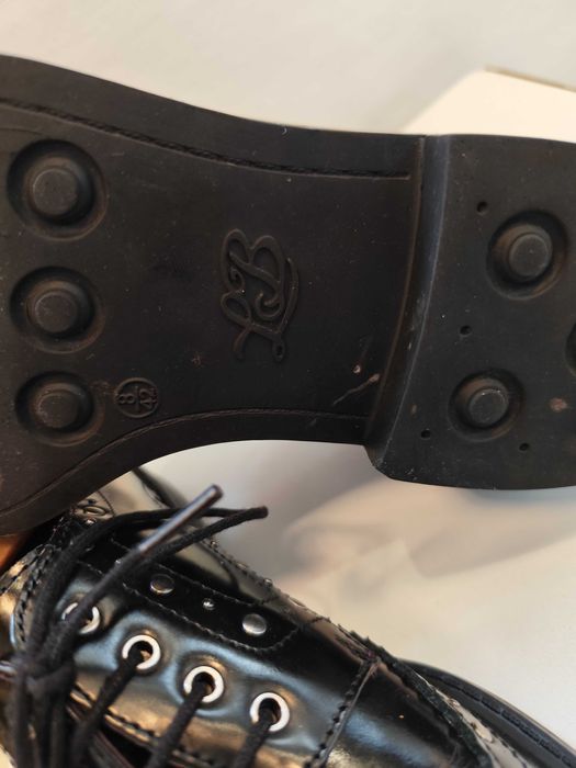 Pantofi derby 41.5 42 couture London Brogue NOI lucrati manual negru