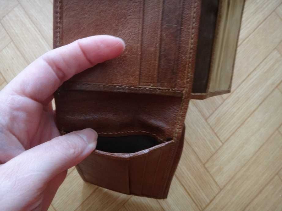 Нов кафяв мъжки кожен портфейл, портмоне от естествена кожа