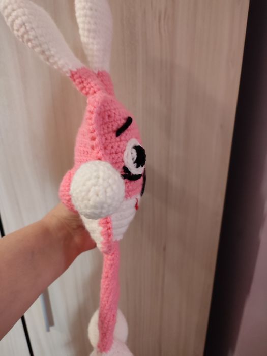 Дърпаща играчка заек, ръчно плетена играчка 50см