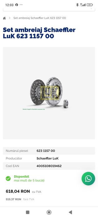 Vând un set de ambreiaj.pentru motoare  VW și Audi