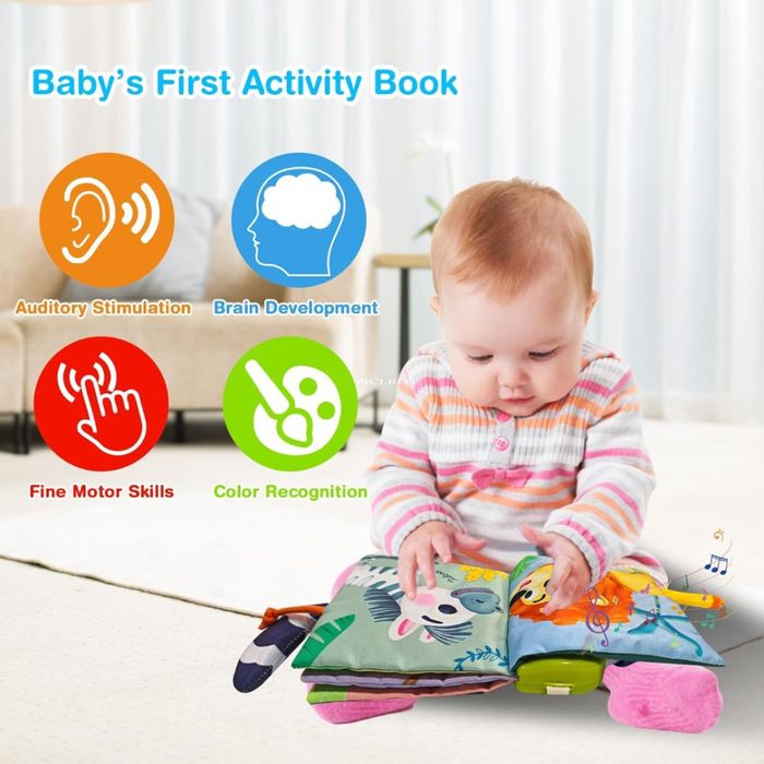 Carte Interactiva pt Bebelusi -Sunete, Lumini,Activitati Tactile, +6m