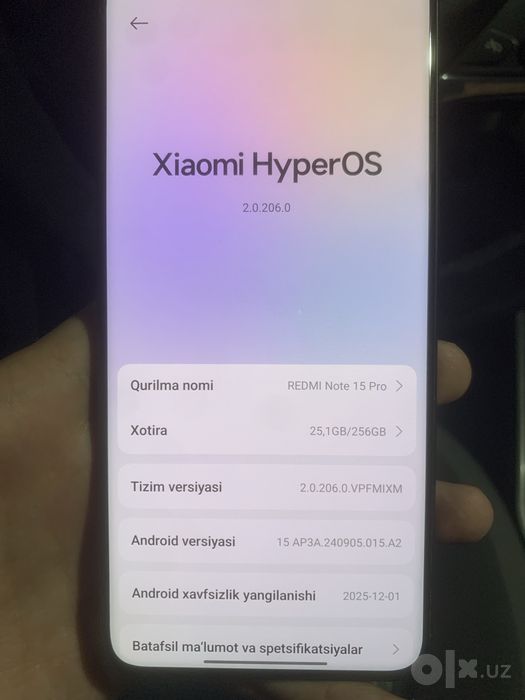 Redmi note 15 pro sotiladi holati yangi 2 oy ishlatilgan