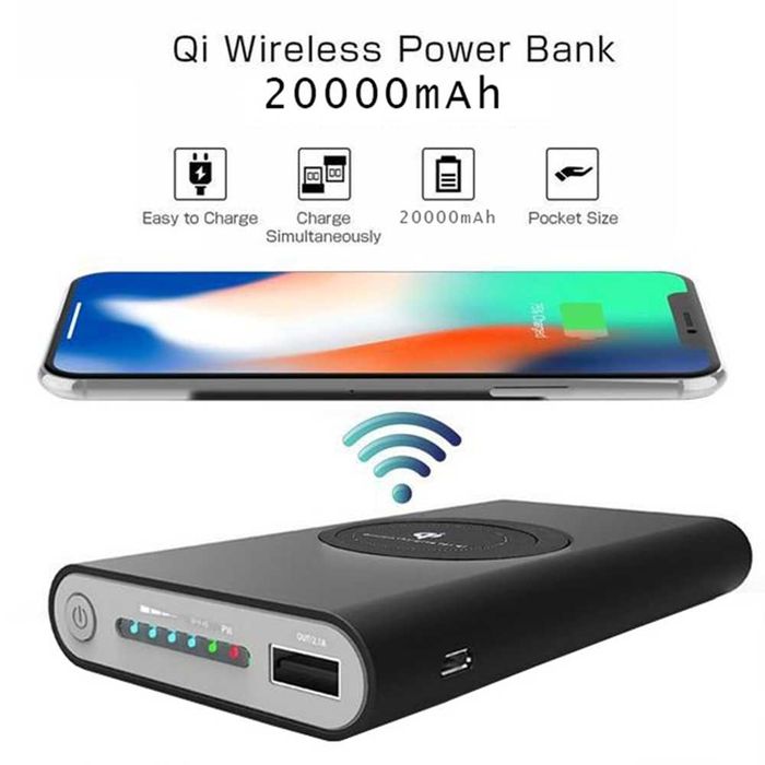 Външна батерия Power bank възможност за Qi безжично зареждане
