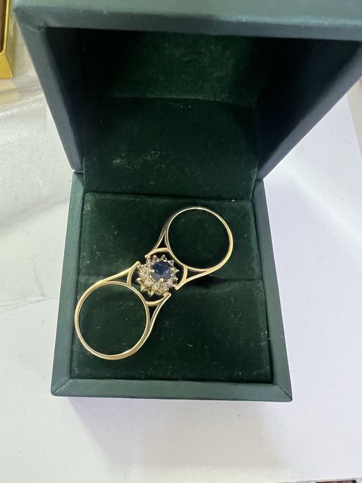 Кольцо трансформер с изумрудом и сапфиром