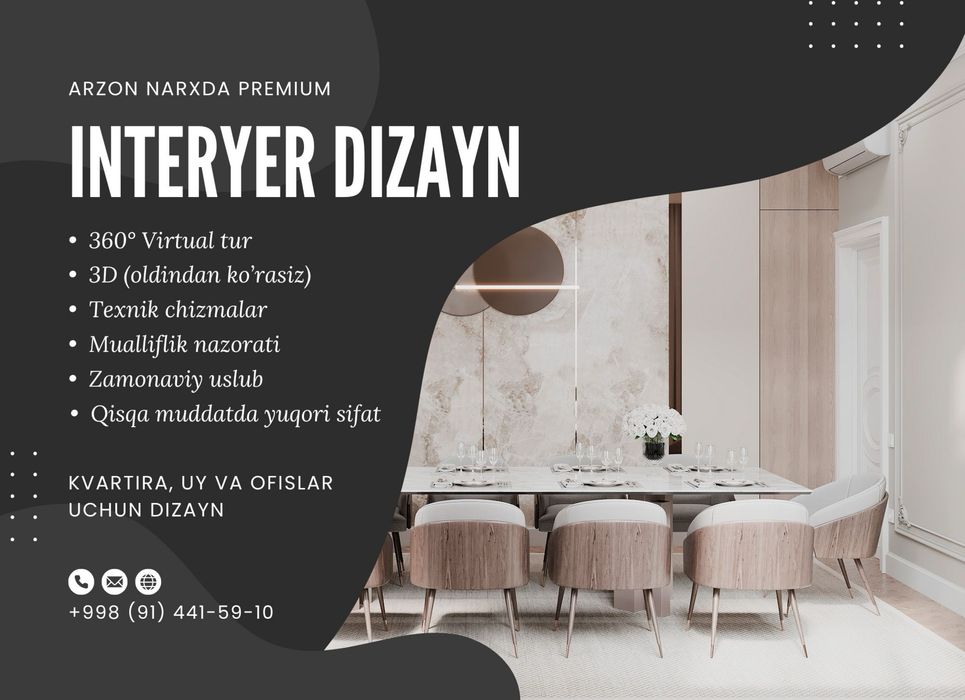 Arzon narxda interyer dizayn | 3D + 360° virtual tur