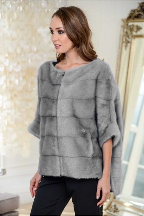 Haina blana vizon , Haină blană nurcă impecabila , Gri