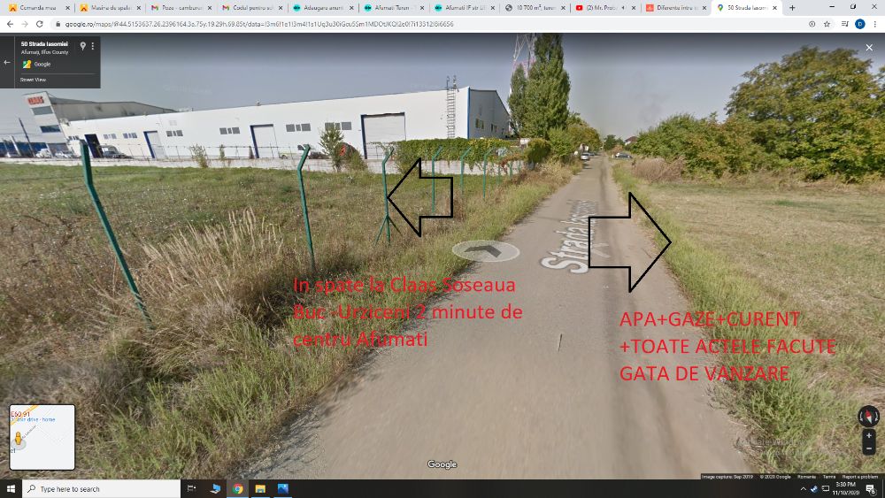TEREN LOCALIATEA AFUMATI in spate la CLASS utilaje agricole. 75€ Mp2