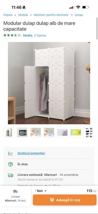 Vand dulap modular, nefolosit, in cutie. Il vand deoarece nu imi este de folos, iar returul este mai scup decat costa el. :))