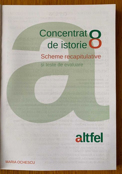 Culegere/Concentrat de Istorie “Altfel”, Clasa a VIII-a
