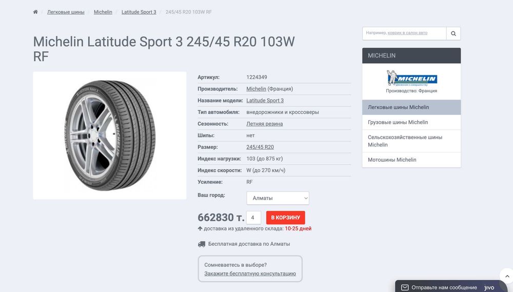 Оригинальные Michelin Шины