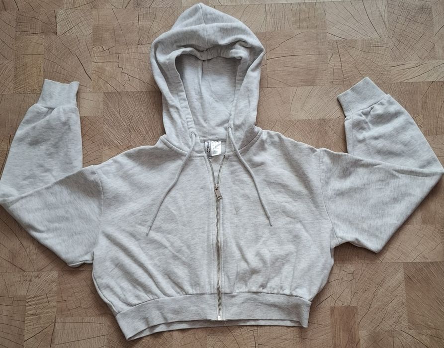 Късо горнище с качулка и цип  H&M