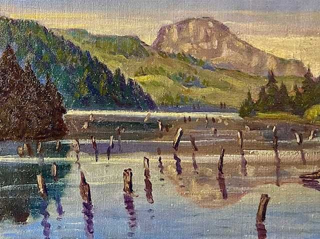 "LACUL ROȘU”-Tablou VECHI, AUTENTIC ulei/pz BARABÁS Márton (1893-1974)